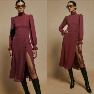 NWT Reformation Stevi Bridal Party High Neck Georgette Midi Dress Size 4 & 10